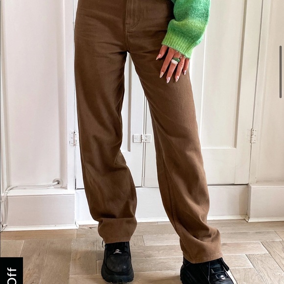 MOTEL X OLIVIA NEILL PARALLEL JEANS IN RICH BROWN - Picture 3 of 5